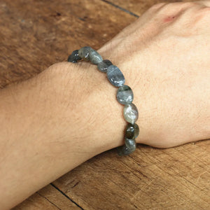 Natural Bracelets Jewels® - Bracciale in labradorite con pepite irregolari per uomo e donna.