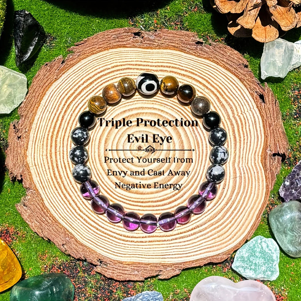 Natural Stone Jewels®  - A handmade beaded crystal healing bracelet that can bring luck, happiness and protection (10mm elastic)