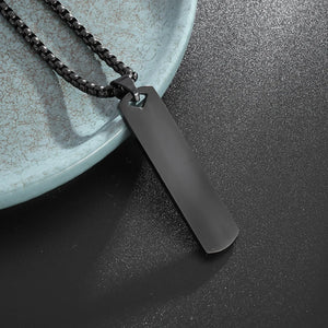 Lifeblood Jewels - Stainless Steel Classic Geometric Polygonal Black Square Natural Stone Necklace Pendant for Men. Also suitable for women.