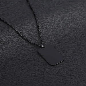 Lifeblood Jewels - Stainless Steel Classic Geometric Polygonal Black Square Natural Stone Necklace Pendant for Men. Also suitable for women.