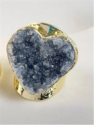 Natural Bracelets/Rings Jewels®  - Natural crystal heart piece ring for women.