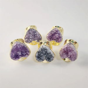 Natural Bracelets/Rings Jewels®  - Natural crystal heart piece ring for women.