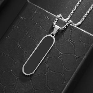 Lifeblood Jewels - Stainless Steel Classic Geometric Polygonal Black Square Natural Stone Necklace Pendant for Men. Also suitable for women.