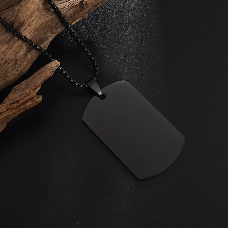 Lifeblood Jewels - Stainless Steel Classic Geometric Polygonal Black Square Natural Stone Necklace Pendant for Men. Also suitable for women.