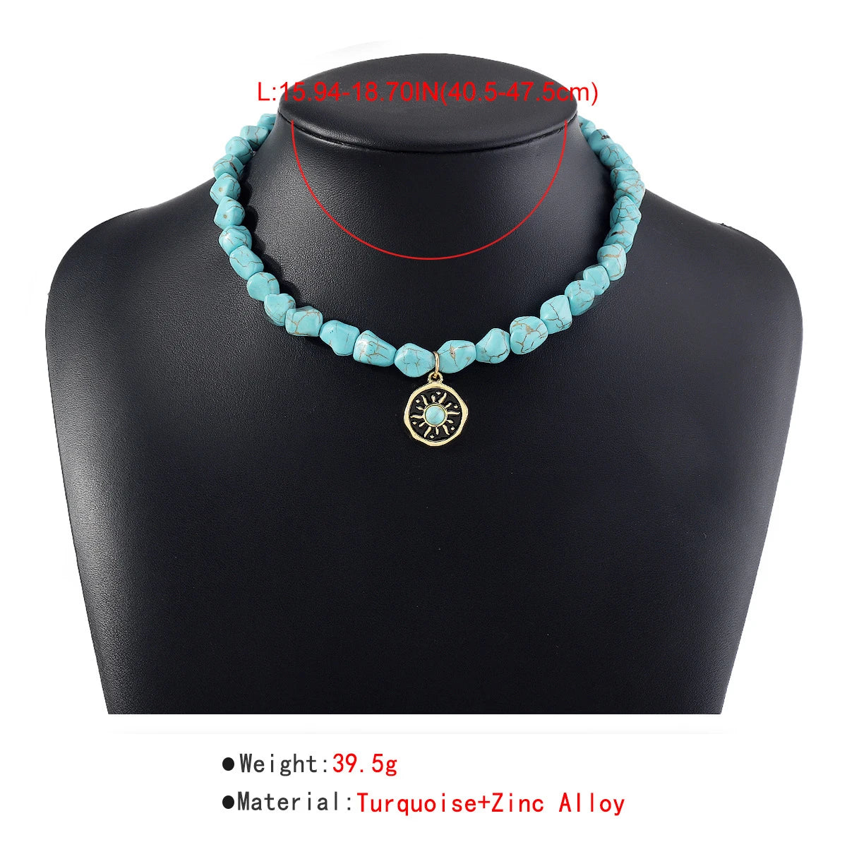 Natural Necklaces Jewels® - Irregular turquoise beaded pendant necklace for women