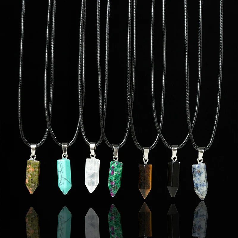 Natural Stone Jewels® - 7 Pcs/set Natural quartz crystal pendant. Necklaces for men and women - NaturJewels®